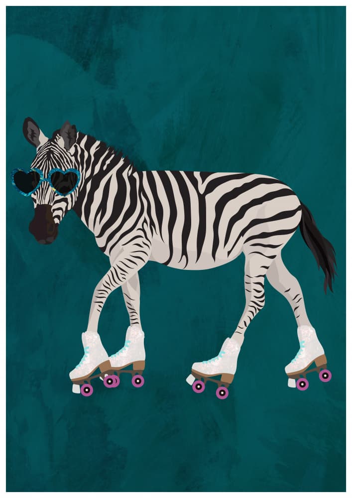 Cool Skating Zebra by Sarah Manovski — canvas wall art