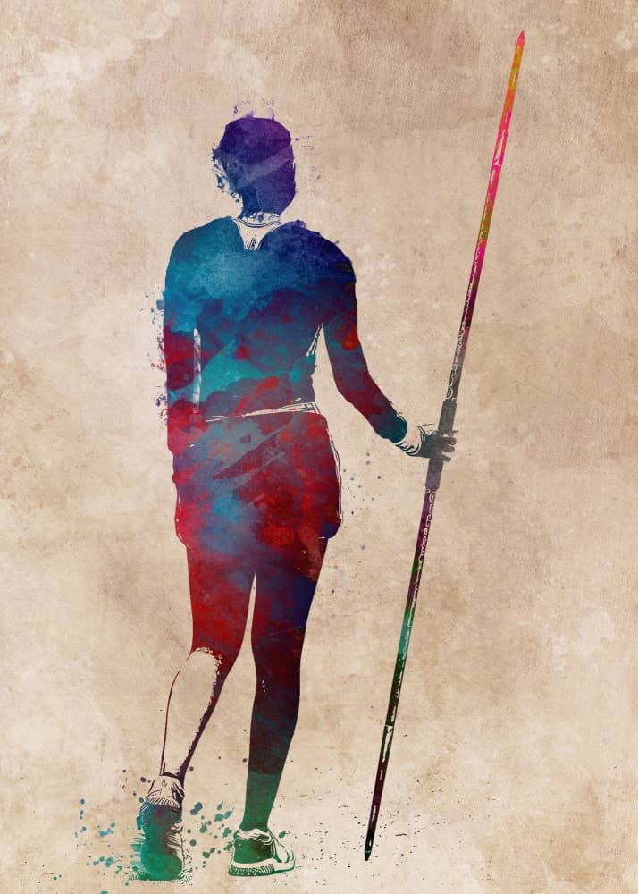 Colorful Javelin Thrower by Justyna Jaszke — canvas wall art