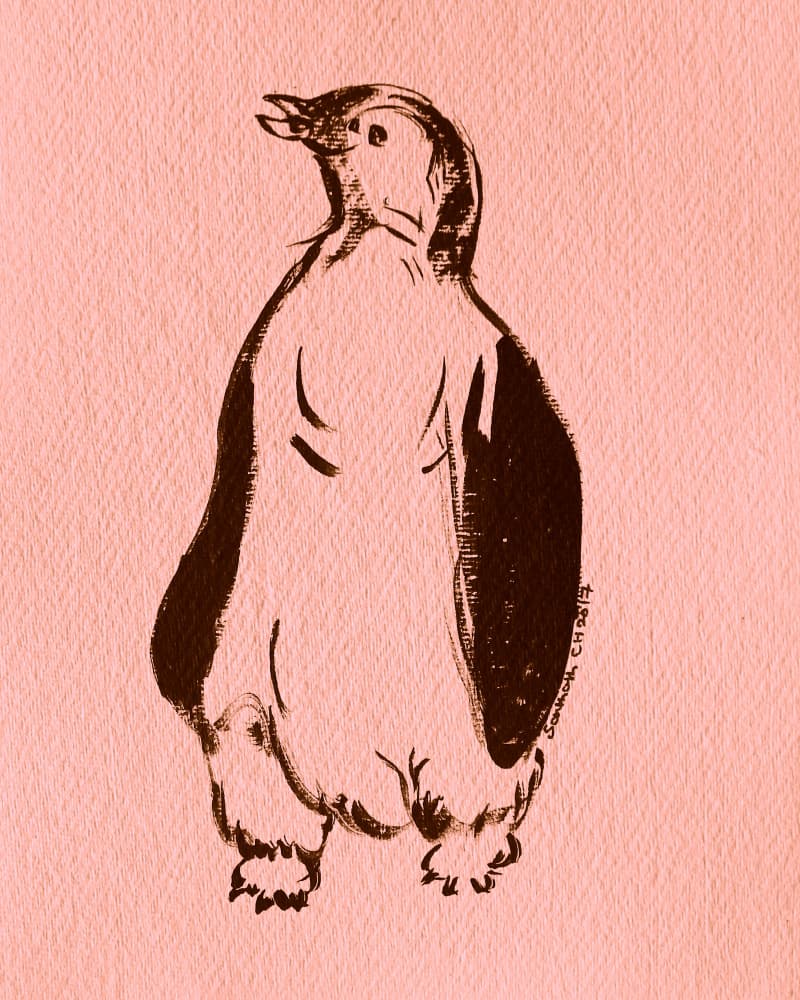 Whimsical Standing Penguin by Santhosh ch — canvas wall art