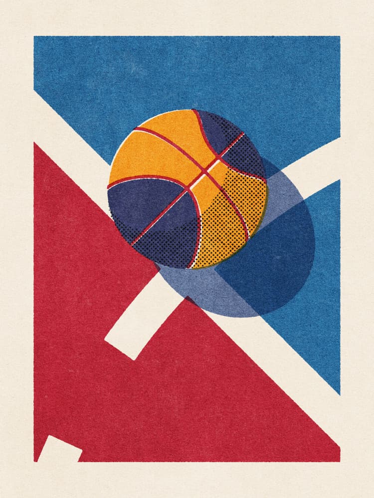 Blue Red Basketball Court by Daniel Coulmann — canvas wall art