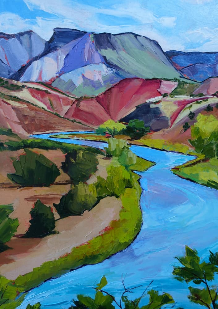 Colorful River Valley by Maxine Shore — canvas wall art