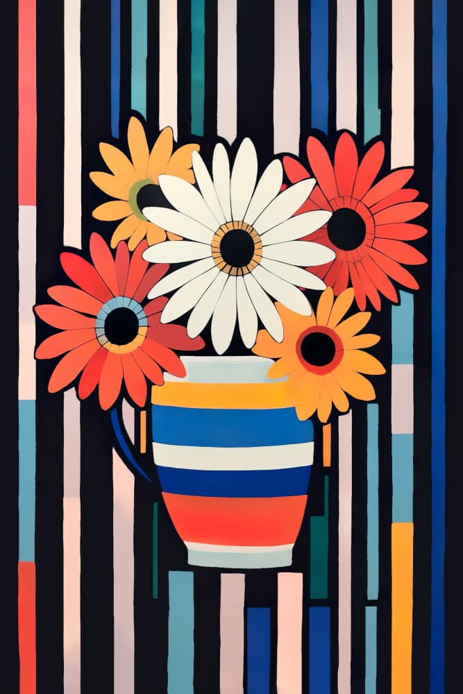 Vibrant Striped Flowers by Robert Farkas — canvas wall art