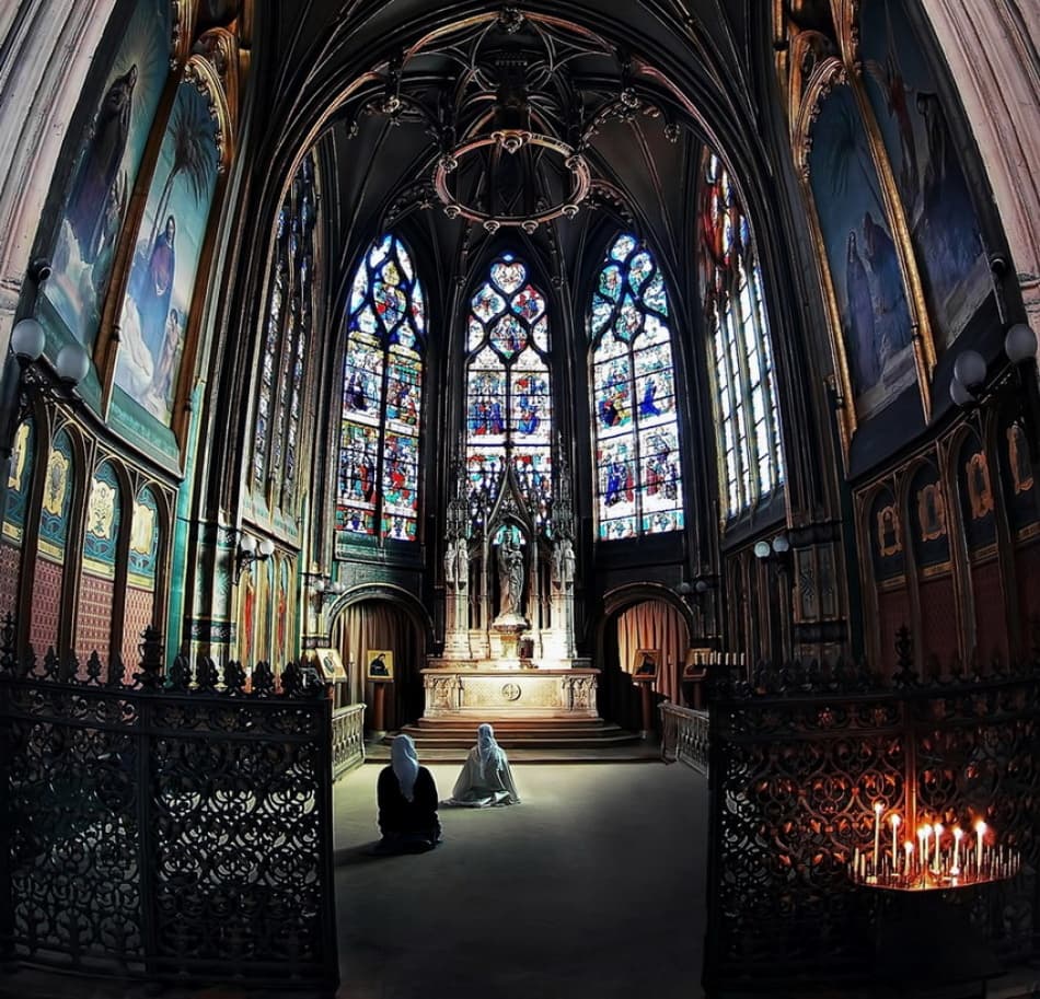 Gothic Chapel Prayer by FrankBa — canvas wall art