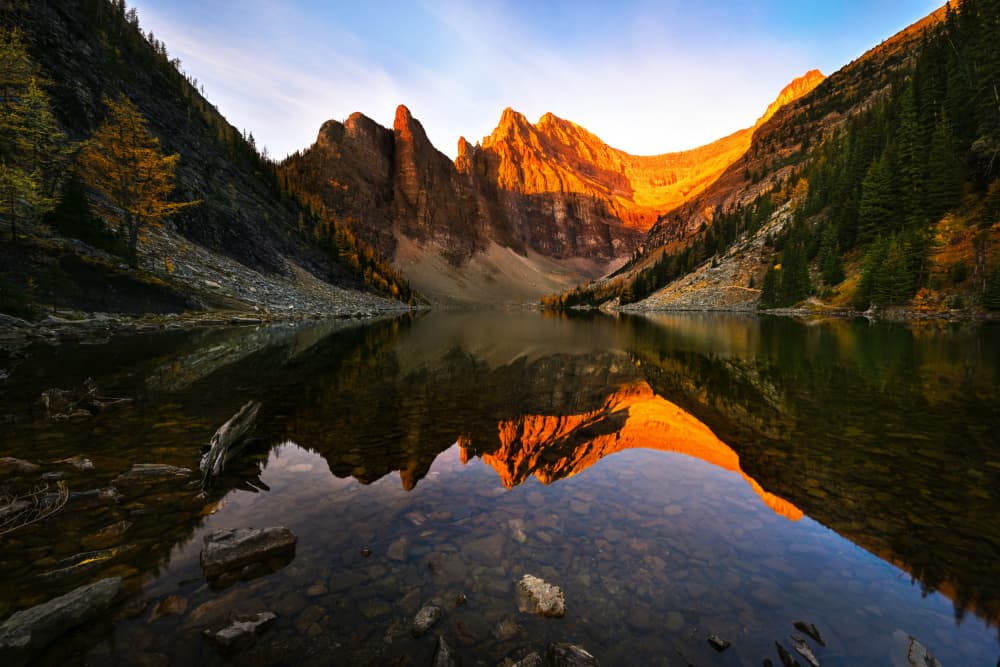 Golden Mountain Reflection by Ti Wang — canvas wall art