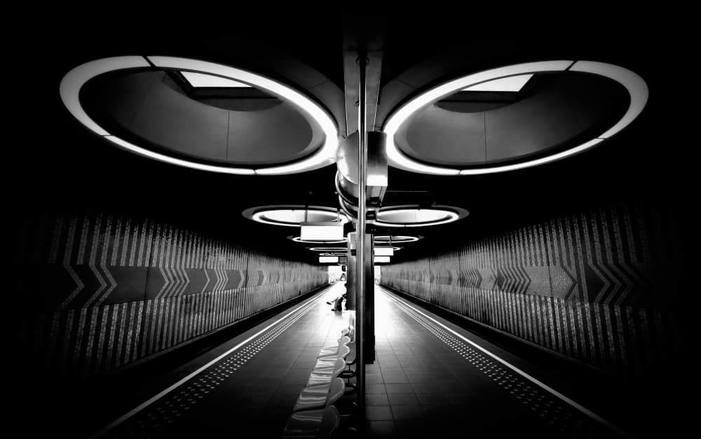 Futuristic Underground Station by Jorge Pimenta — canvas wall art