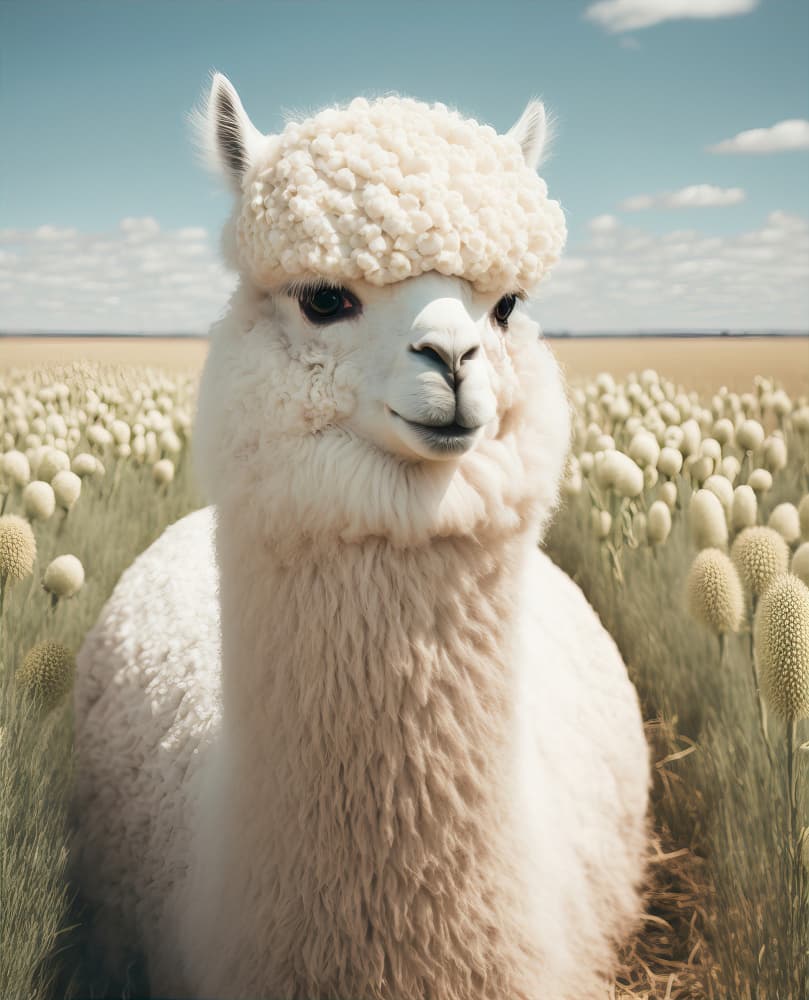 Llama in Bloom by Treechild — canvas wall art
