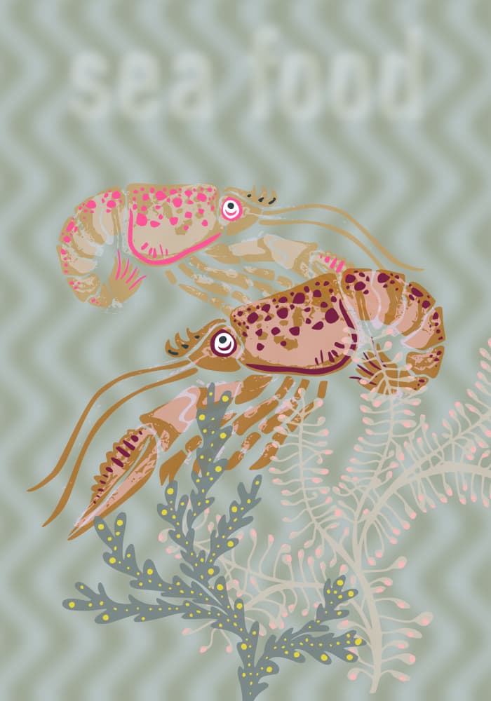 Seafood Under the Waves by Annick — canvas wall art