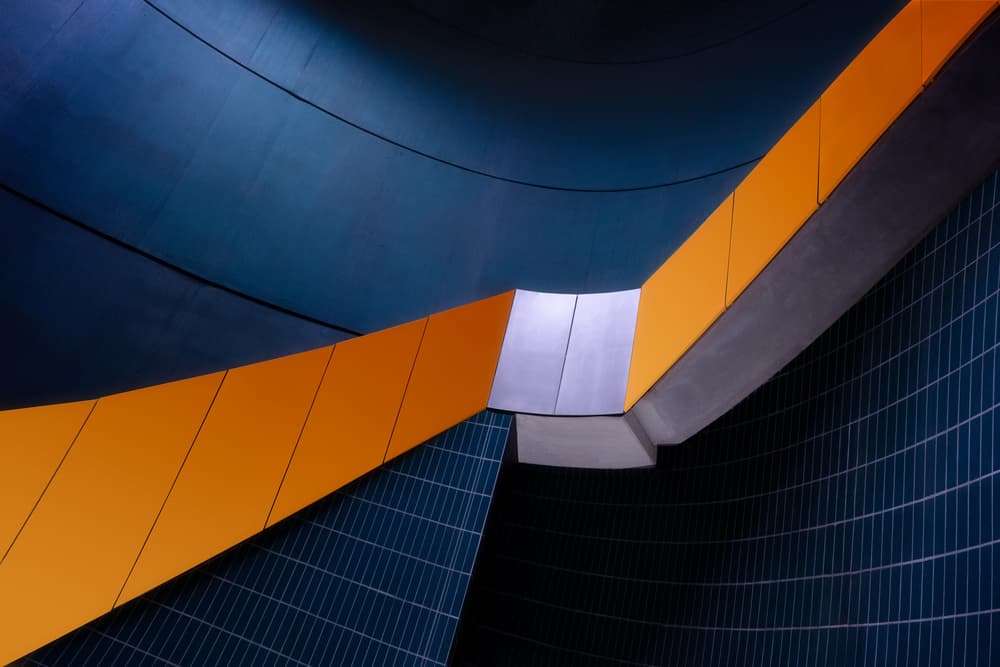 Dynamic Blue Orange Curves by iso66 — canvas wall art