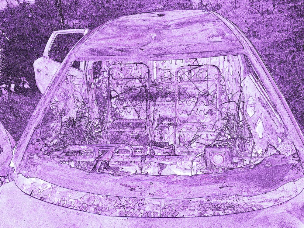Abandoned Purple Wreck by Santhosh ch — canvas wall art