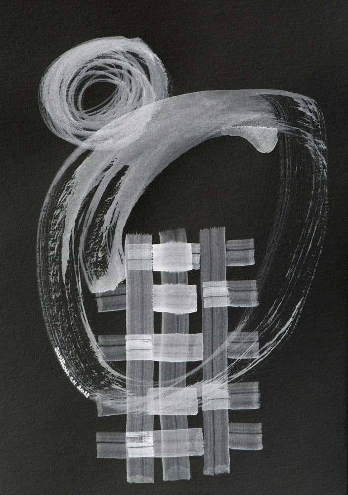 Dynamic White Strokes by Santhosh ch — canvas wall art