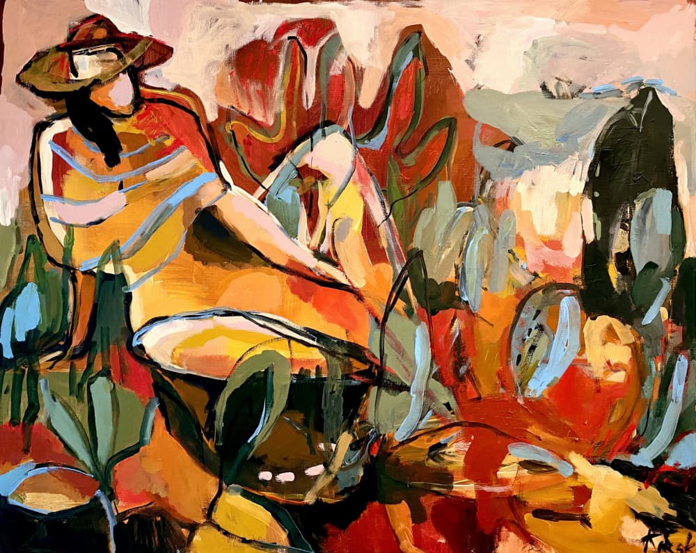 Woman Hat Garden Retreat by Magdalena Krzak — canvas wall art