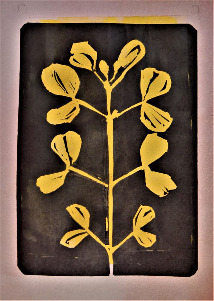 Golden Botanical Form by Doris Schmitz — canvas wall art