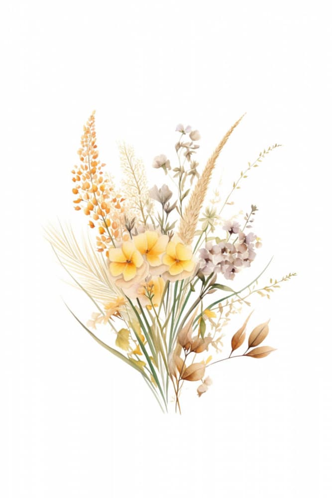 Warm Botanical Bouquet by Sally Ann Moss — canvas wall art