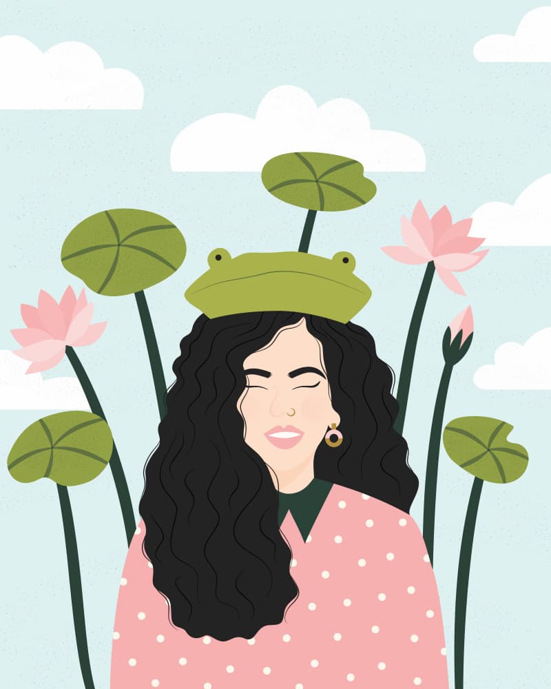Lotus Frog Hat Dream by Artprink — canvas wall art