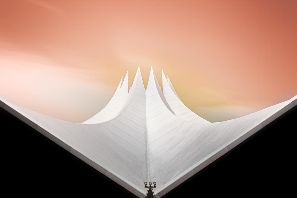 White Peaks Orange Sky by Kay PK — canvas wall art
