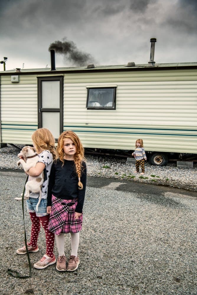 Children by Caravan Home by Trevor Cole — canvas wall art