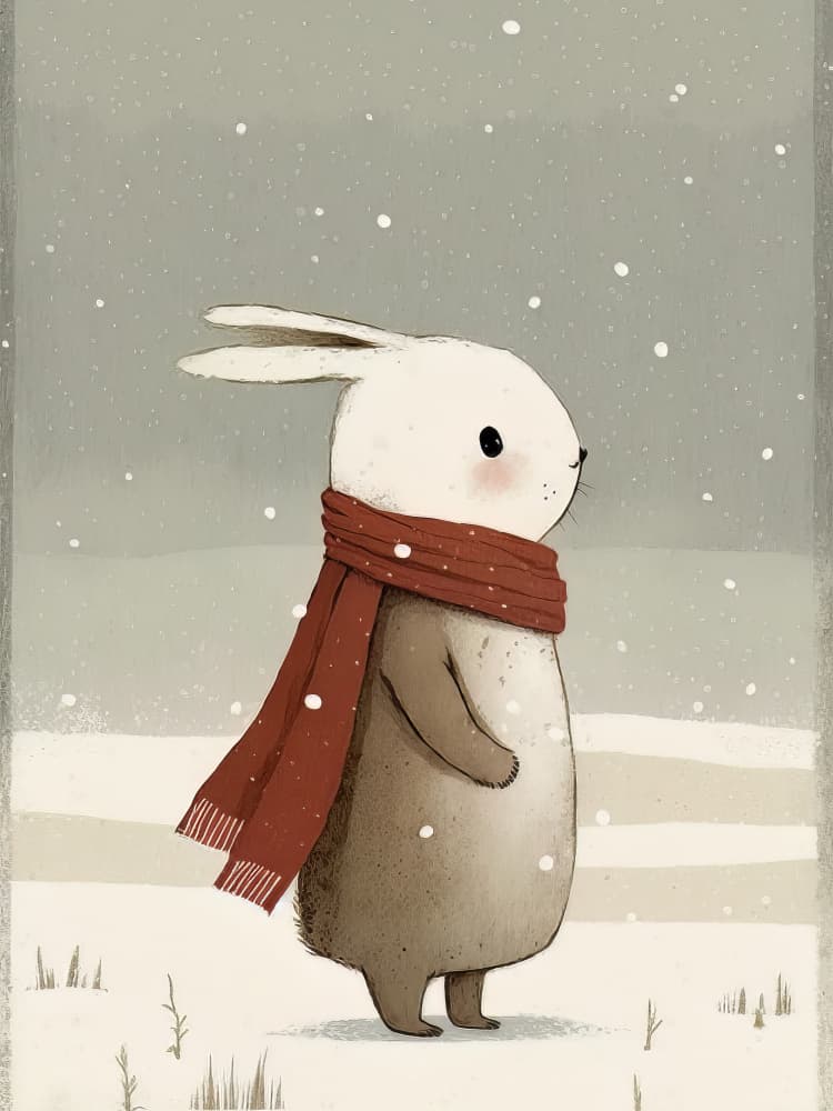 Adorable Bunny in Snow by Bilge Paksoylu — canvas wall art