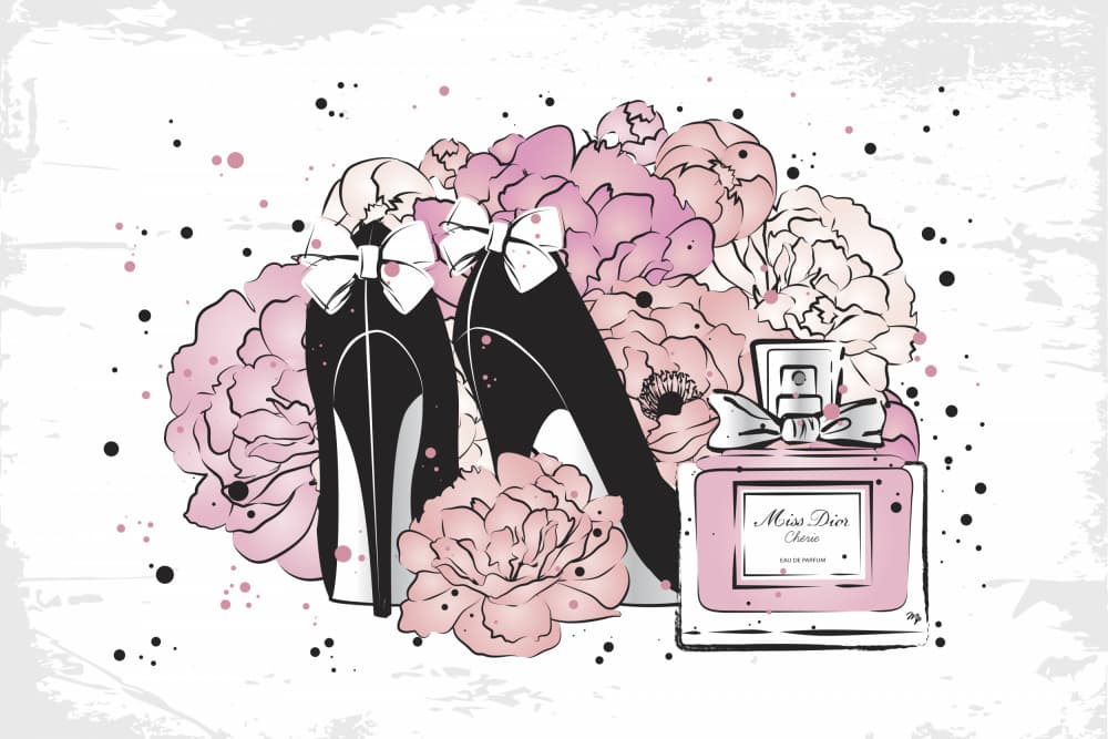 Glamorous Heels and Flowers by Martina — canvas wall art