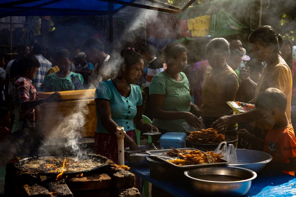 Smoky Street Food Stall by Ella Waldman — canvas wall art