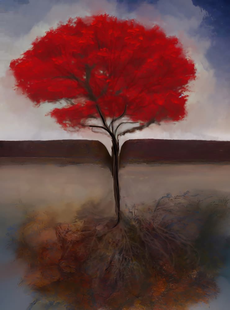 Red Tree of Life by Ruth Day — canvas wall art