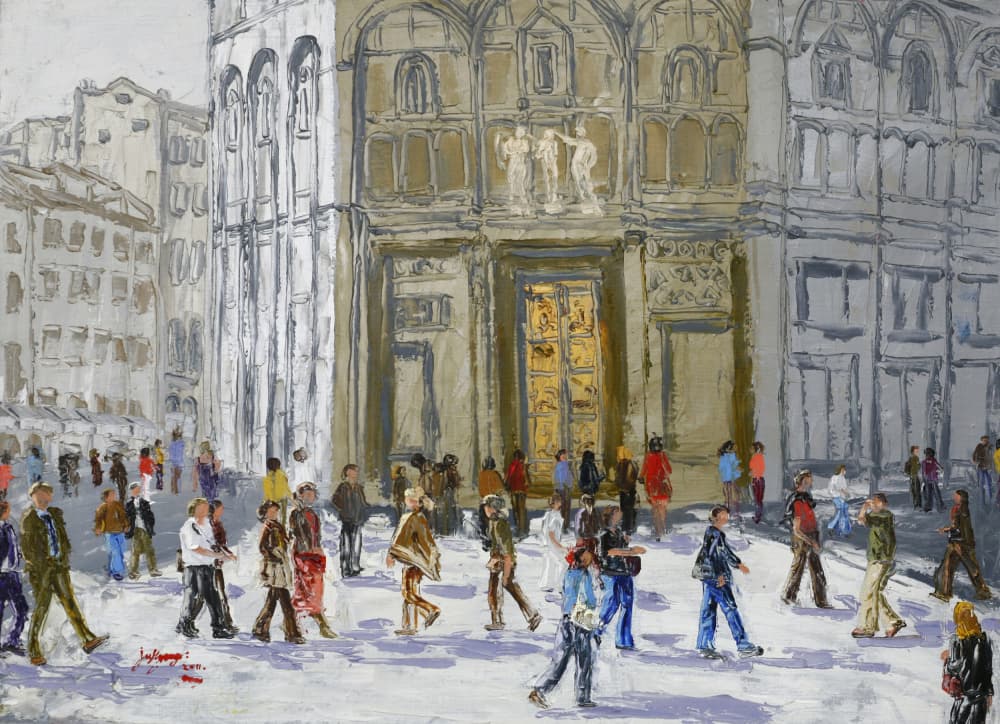 Bustling European City Square by Jukyong Park — canvas wall art