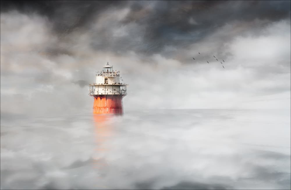 Solitary Lighthouse Fog by Peter Paterson — canvas wall art