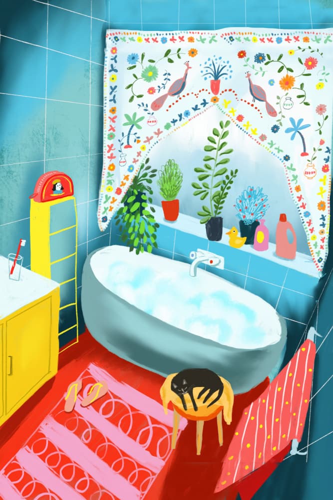 Bathroom Kitten by uta krogmann — canvas wall art