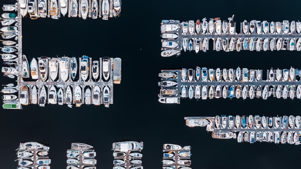 Aerial Marina Boats by Wei (David) Dai — canvas wall art