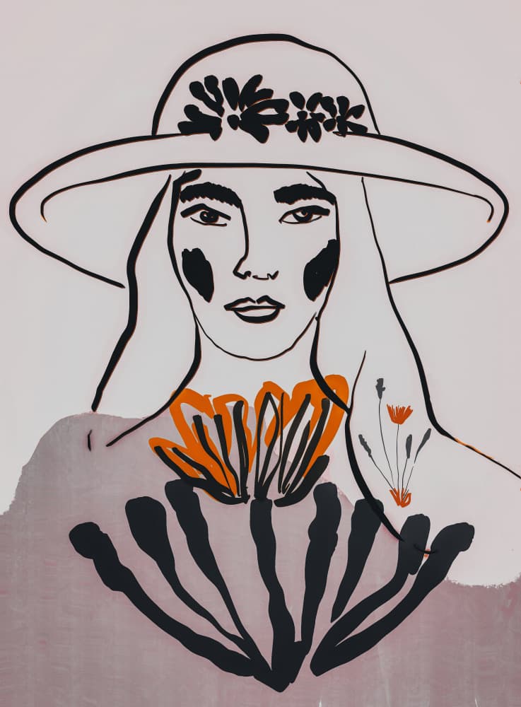 Bohemian Floral Portrait by Beate Tubach — canvas wall art