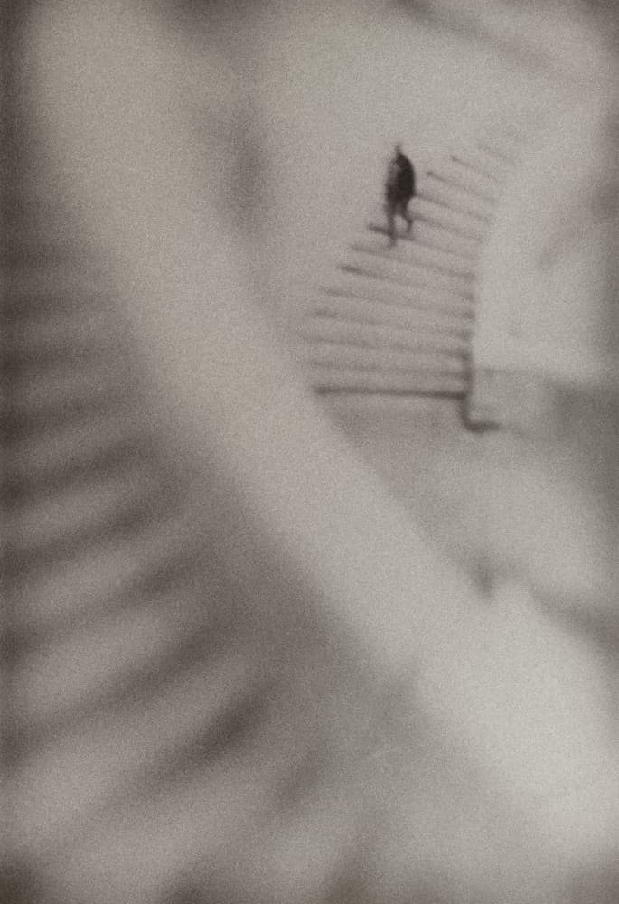 Lone Figure Ascending Steps by Ariel Ariel — canvas wall art