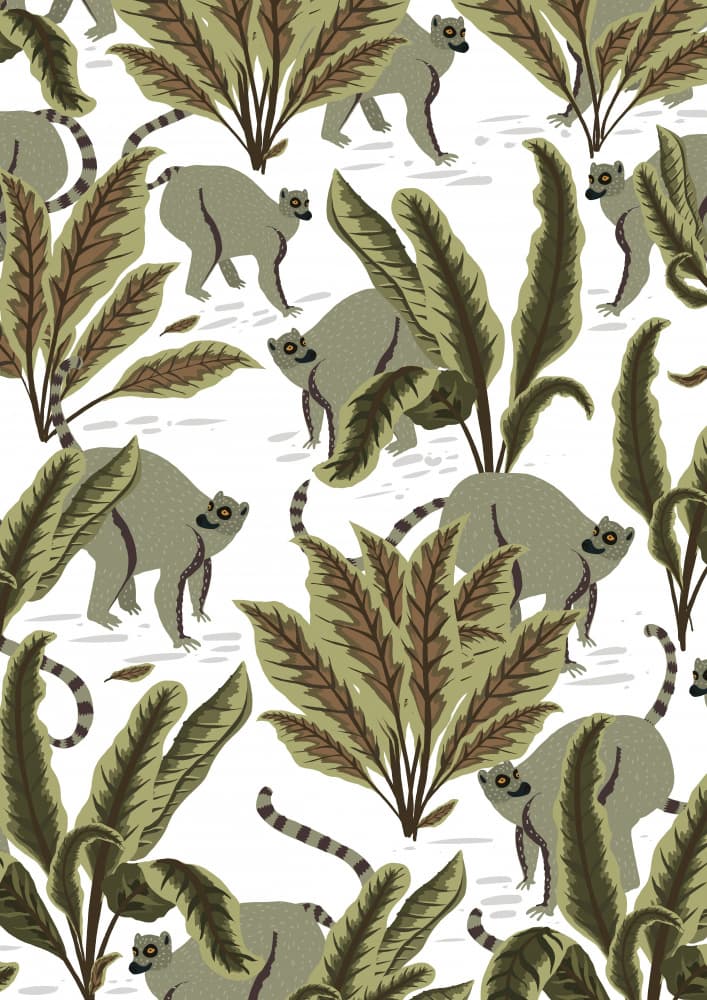 Playful Jungle Lemurs by Nicholas — canvas wall art