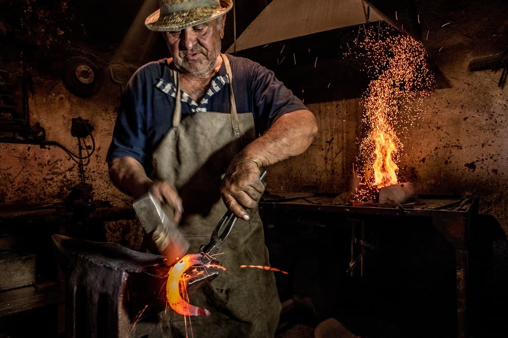 Blacksmith's Fiery Craft by Ovi D. Pop — canvas wall art