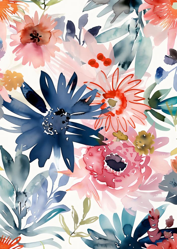 Vibrant Watercolor Blooms by Andreas Magnusson — canvas wall art