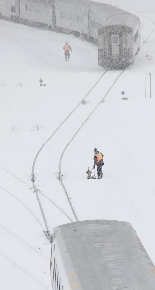 Blizzard Rail Journey by Jian Wang — canvas wall art