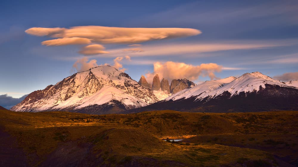 Patagonia Golden Peaks by Mei Xu — canvas wall art
