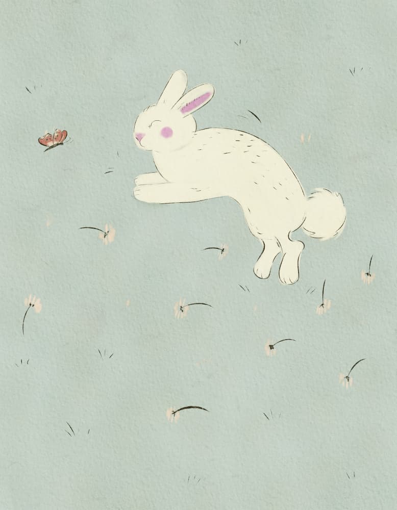 Hopping Bunny in Daisies by Nikita Jariwala — canvas wall art