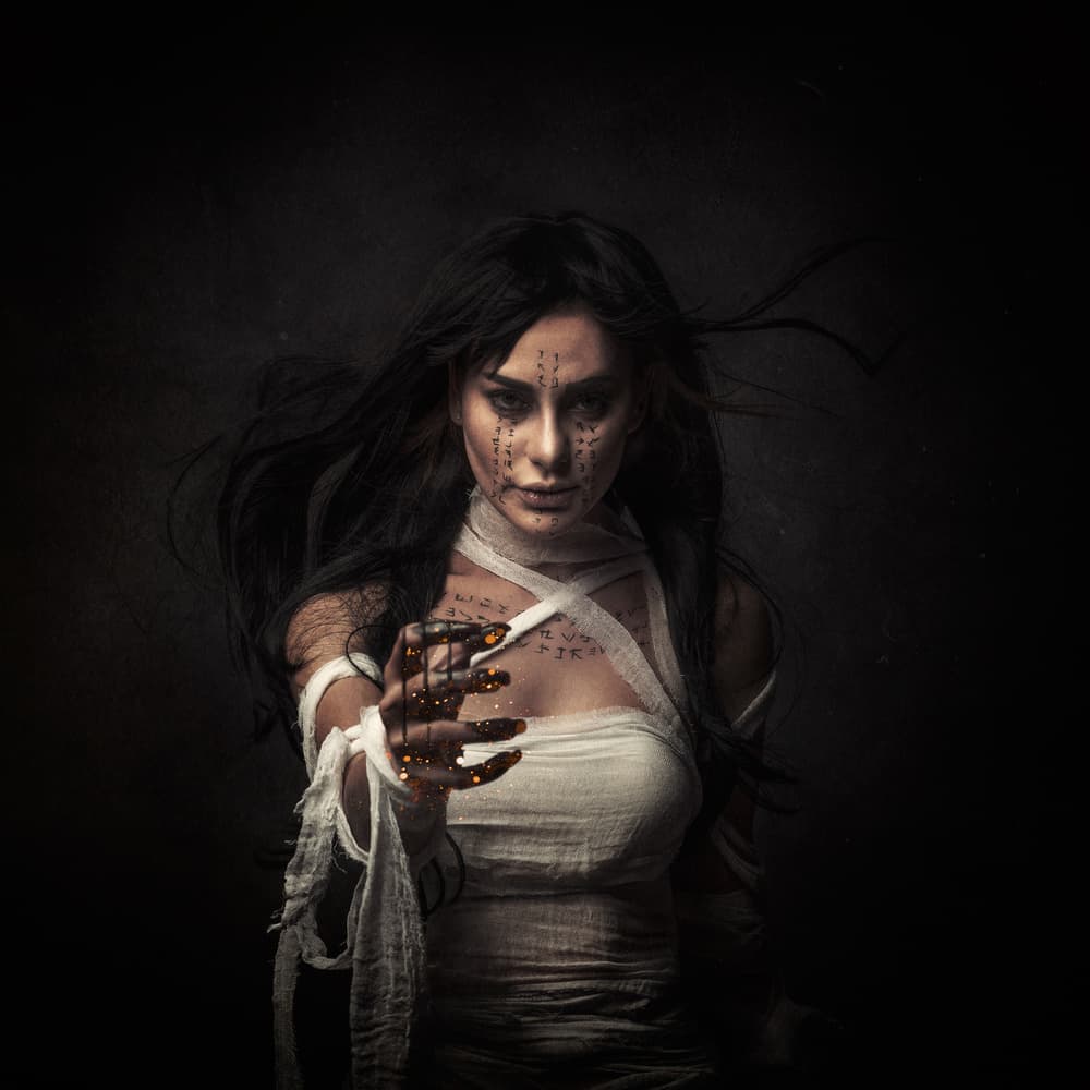 Mystical Mummy Gaze by hardibudi — canvas wall art