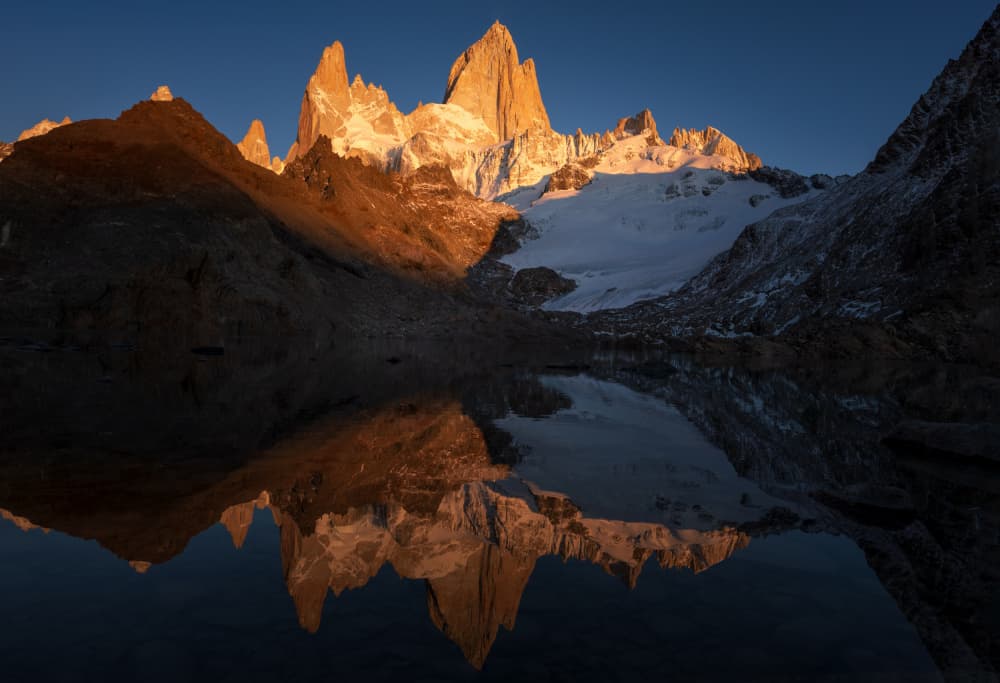 Golden Peaks Mirror Lake by Lijuan Yuan — canvas wall art
