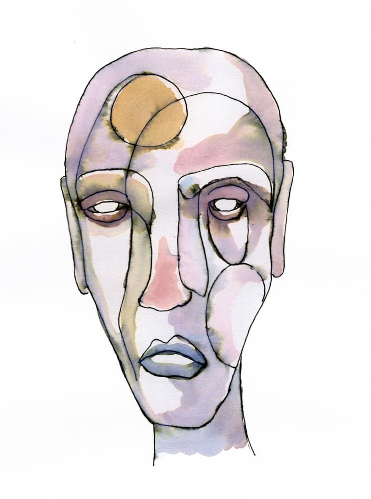 Abstract Contemplative Face by Wildemar Doomgriever — canvas wall art