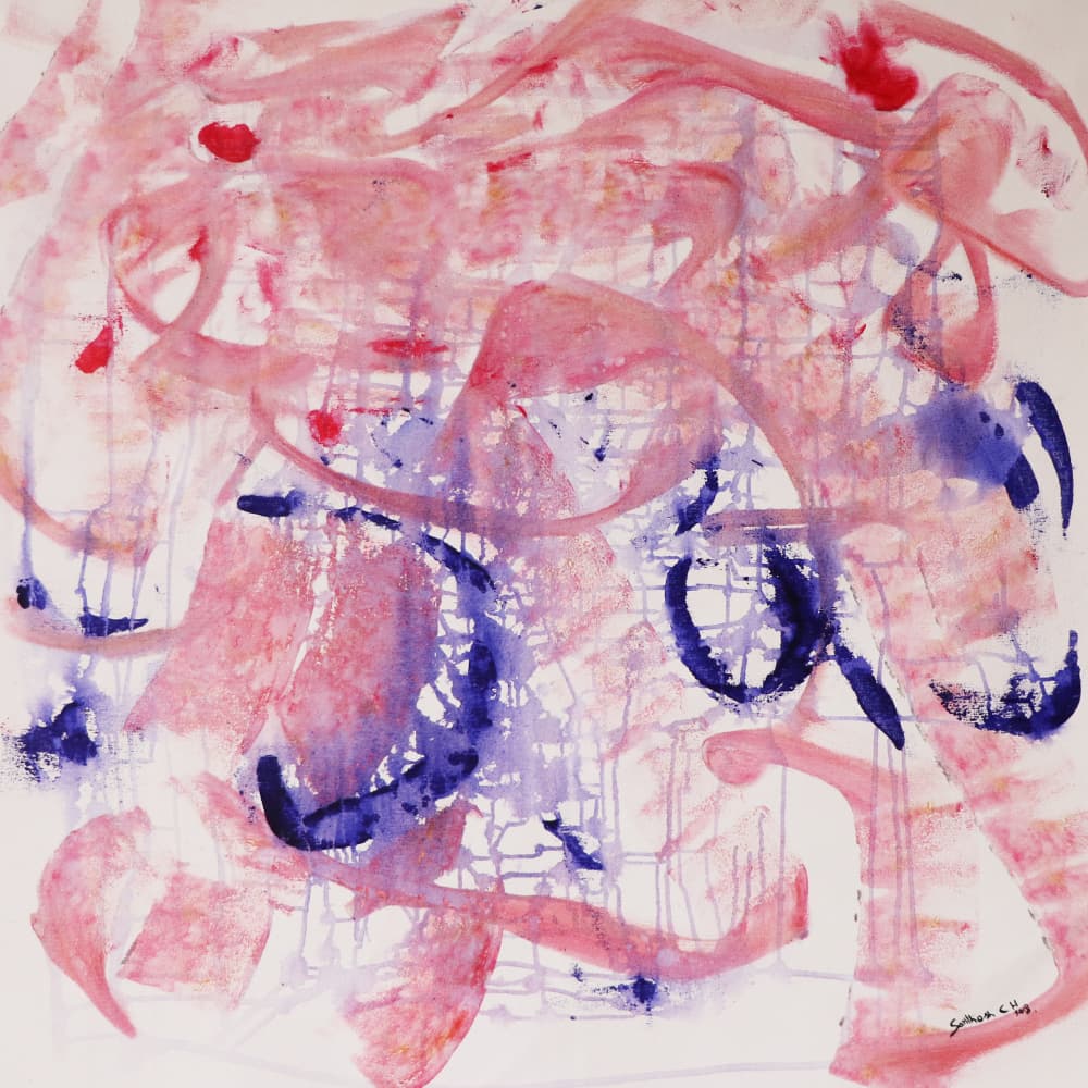 Pink Blue Abstract Flow by Santhosh ch — canvas wall art