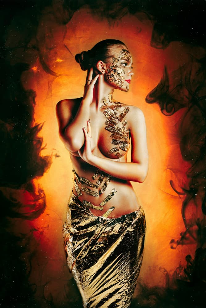 Golden Woman Portrait by Ruslan Bolgov — canvas wall art