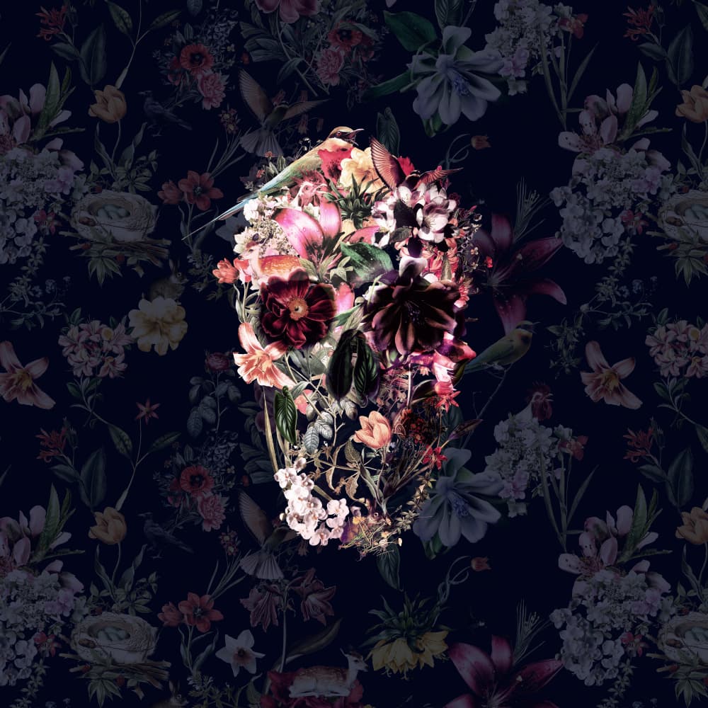 Gothic Floral Skull by Ali Gulec — canvas wall art