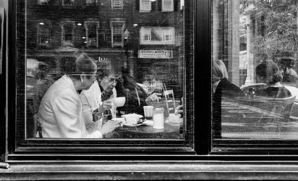 Cafe Window Reflections by John Hoey — canvas wall art