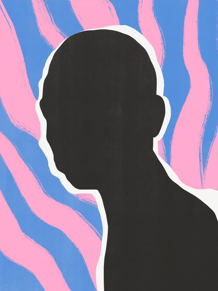 Pink Blue Man Silhouette by Little Dean — canvas wall art