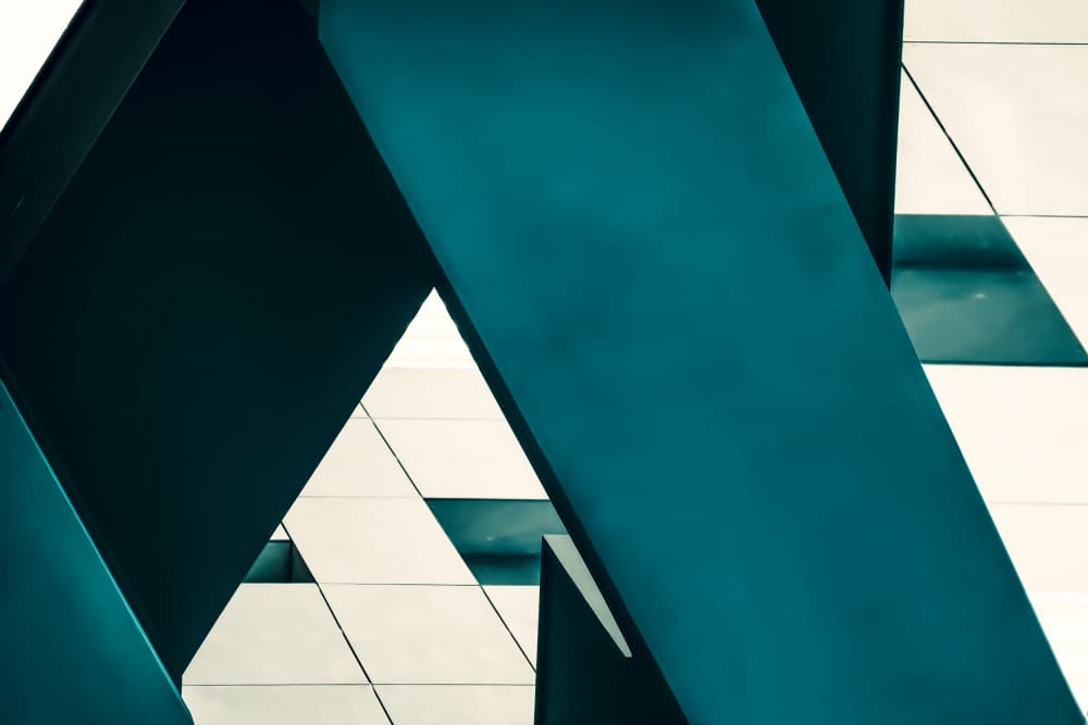 Geometric Teal Architecture by Ina Tänzer — canvas wall art