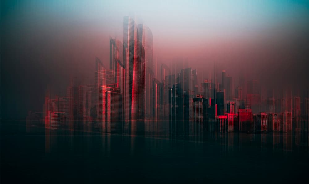 Abstract Red Cityscape by Carmine Chiriacò — canvas wall art