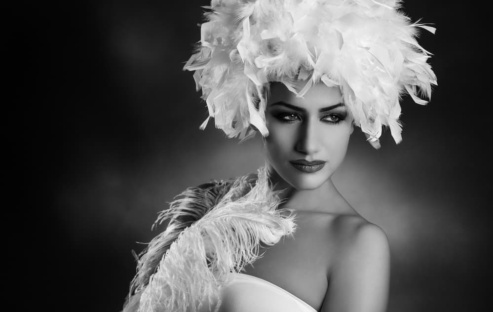 Feathered Glamour Portrait by Peppe Tambè — canvas wall art