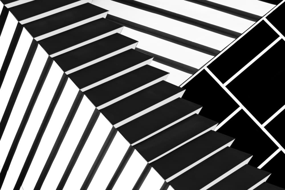 Monochrome Geometric Steps by Paulo Abrantes — canvas wall art