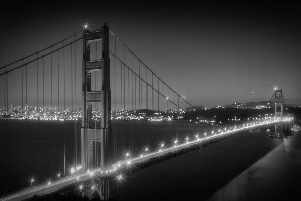 Golden Gate Night Glow by Melanie Viola — canvas wall art