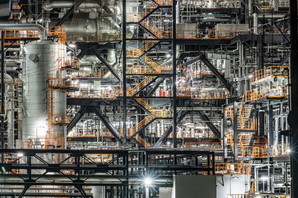 Industrial Plant Night Lights by Kobayashi Tetsurou — canvas wall art